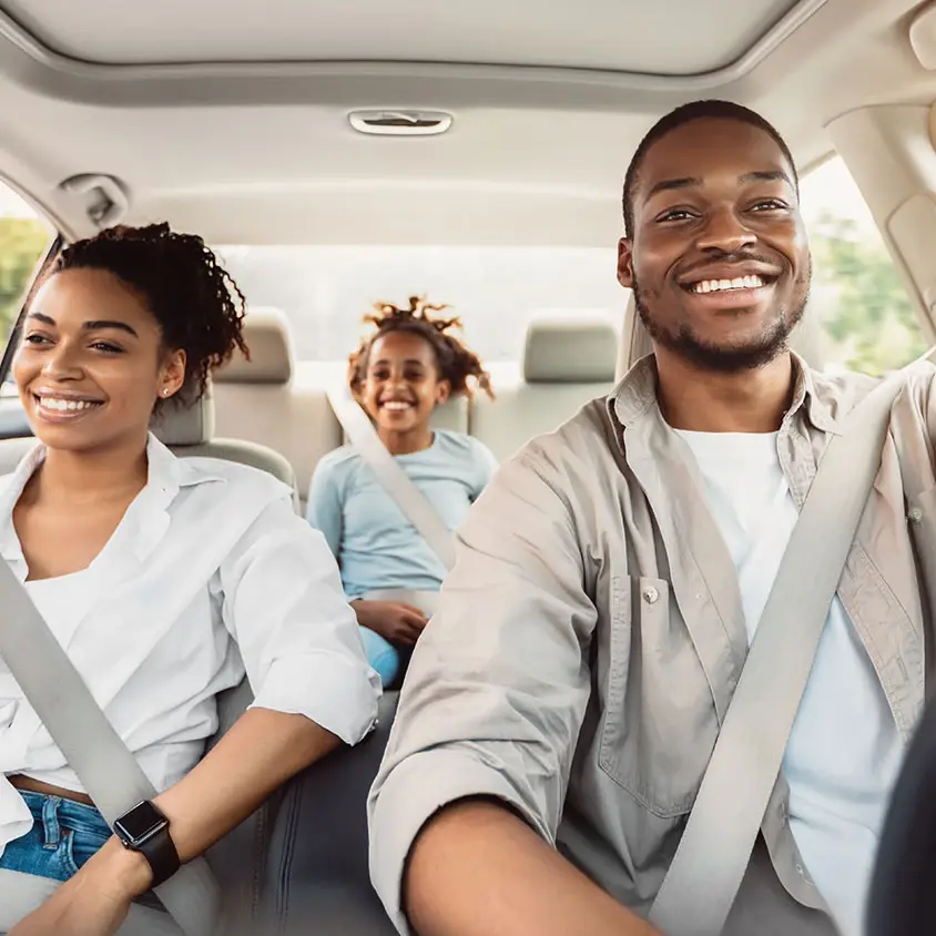 family driving in the car